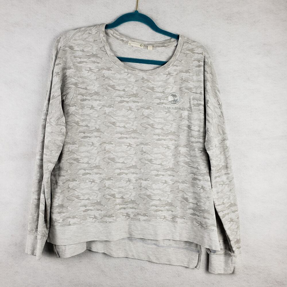 Pebble Beach XL Embroidered  Crewneck Sweatshirt‎ Beige Gray Camo Golf Organic